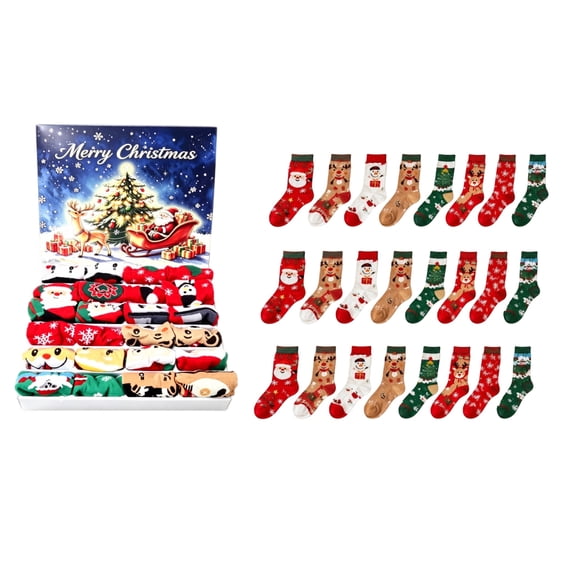 Sock Advent Calendar, 24-Piece 3D Christmas Socks Gift Box, Festive Holiday Sock Collection for Cozy Warmth