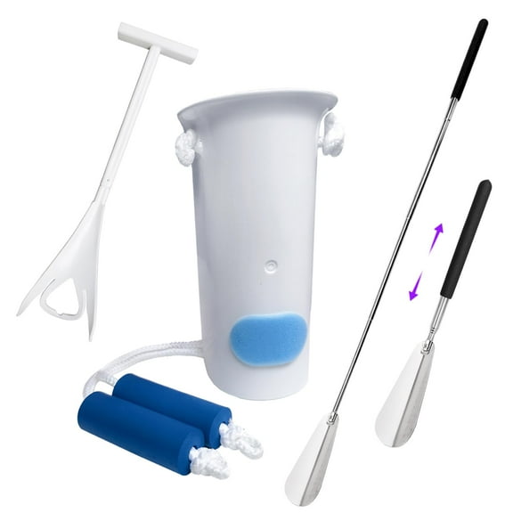 Sock Aids Kit for Seniors Putting On Socks - Sock Helper Easy On and Off Stocking Sock Remover Device Help Elder No Bending, Retractable Shoe Horn with Non-Slip Handle Assist Independence