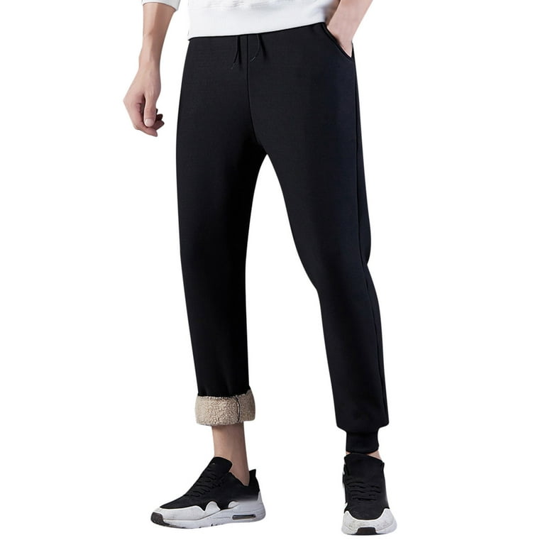 Sock Boy Open Leg Pants Men s Comfy Sweatpants Elastic Drawstring High Waist Solid Color Lined Super Soft Winter Workout Pants