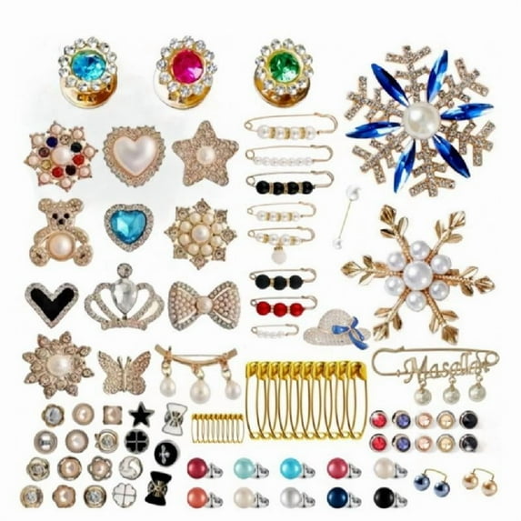 Sock Charm Pin Sweater Shawl Clip Artificial Pearls Rhinestones Brooch Pin