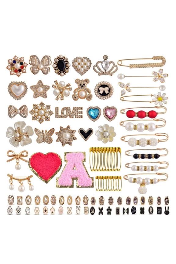 Sock Charm Pin Sweater Shawl Clip Artificial Pearls Rhinestones Brooch Pin
