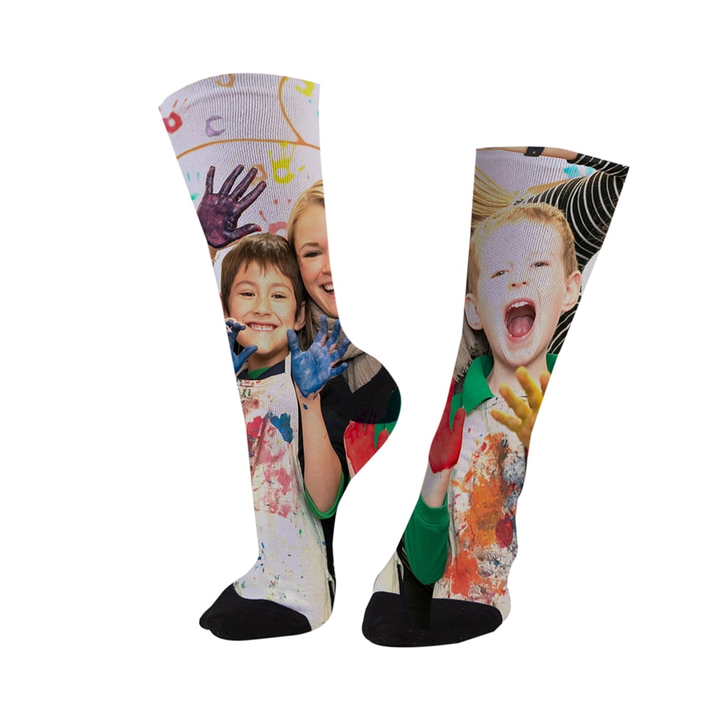 WALMART CUSTOM Sock - Crew Style, One Size. Personalize and Customize Photos, Images or Designs Unisex, Adult, and Teen