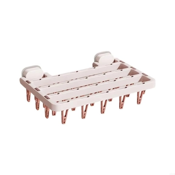 Sock Drying Rack with 20 Clips,Wind-Proof Sock Drying Rack Hangers,Plastic Wall Mounted Sock Drying Rack,Laundry Drying Rack for Sock,Bras,Underwear,Laundry Accessories