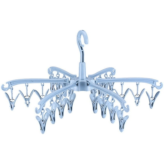 Hvxrjkn Sock Drying Rack 24 Clips Plastic Laundry Clothes Hanger Rotatable Hanger Dryer Foldable Portable for Socks Underwear Baby Clothes