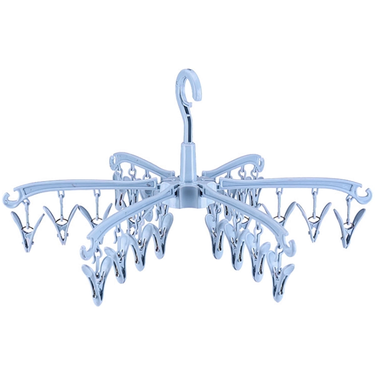 Hvxrjkn Sock Drying Rack 24 Clips Plastic Laundry Clothes Hanger Rotatable Hanger Dryer Foldable Portable for Socks Underwear Baby Clothes