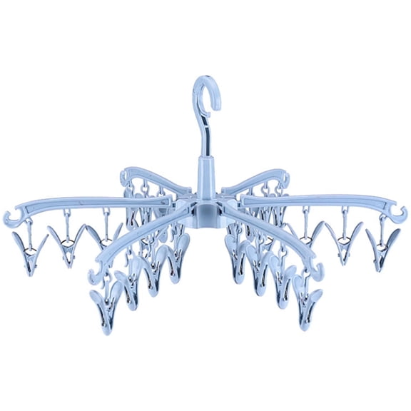 Hvxrjkn Sock Drying Rack 24 Clips Plastic Laundry Clothes Hanger Rotatable Hanger Dryer Foldable Portable for Socks Underwear Baby Clothes
