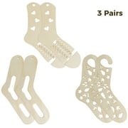 Sock Form Wood Natural 3 Pairs Heart Leaves Sock Blocker Stocking Display Mold