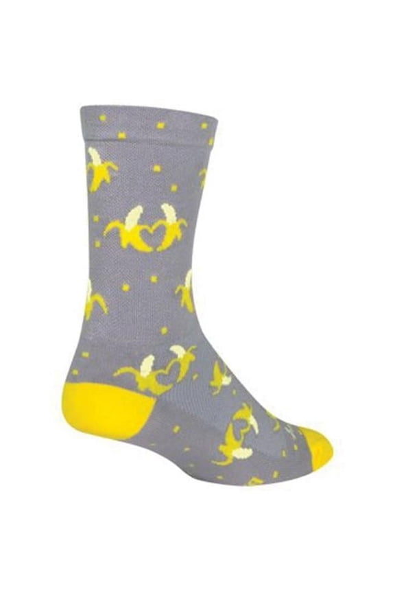 SockGuy Bananas Crew Sock - 6", Large/X-Large Stretch-To-Fit Sizing System