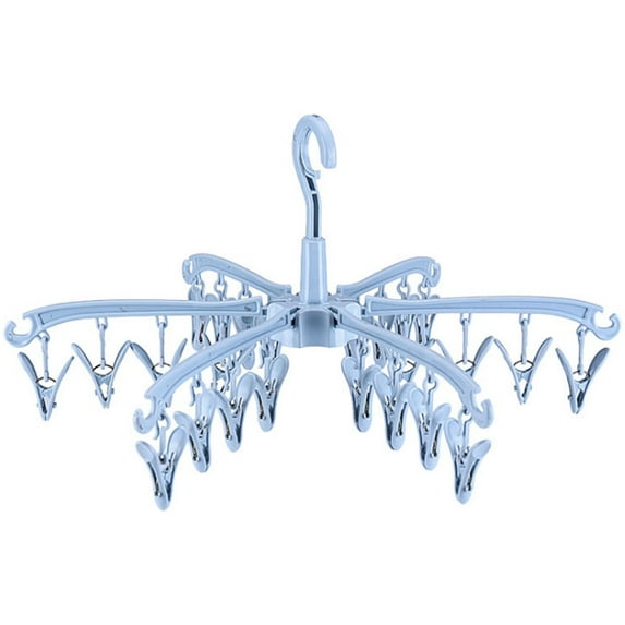 Sock Hanger Cozival Foldable Drying Rack with 24 Clips, Rotatable Plastic Hanger for Socks, Underwear, And Delicate Garments, Space-Saving Portable Laundry Solution for Home Use, Drying Rack, Blue