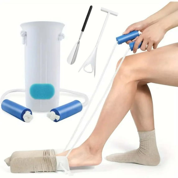 Sock Helper Easy On And Off Stocking Sock Remover Device, Retractable Shoe Horn With Non-slip Handle Sock Aids Kit For Seniors Putting On Socks