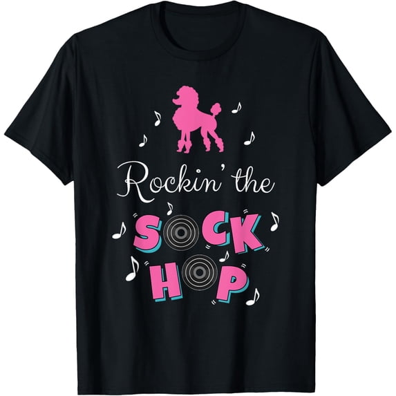 Sock Hop Costume Shirt Girls Women Pink Poodle T-Shirt