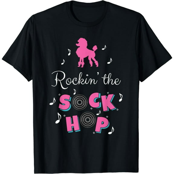 Sock Hop Costume Shirt Girls Women Pink Poodle T-Shirt