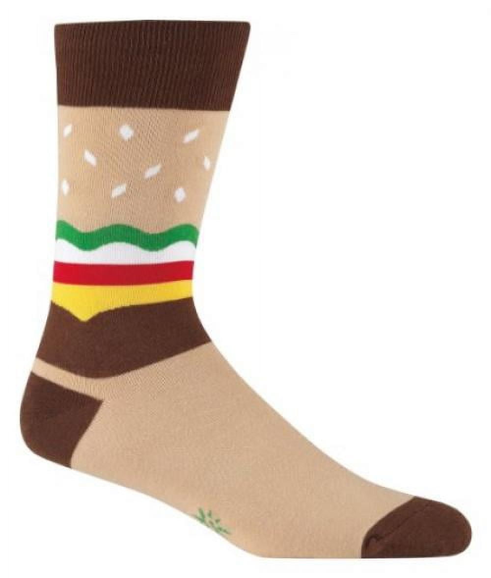 Sock It To Me BURGER Mens Crew Socks, Brown, One Size Fits Most