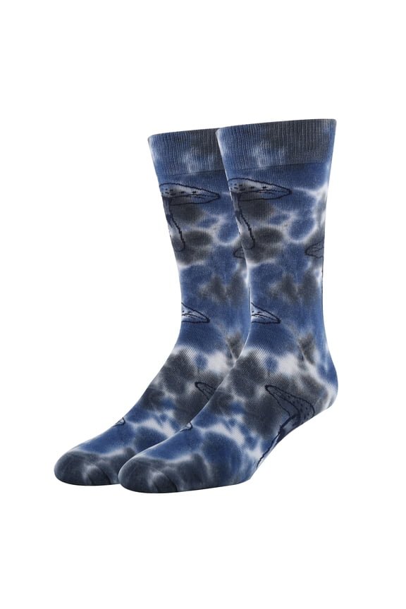Men's Colorful Patterned Dress Socks, Premium Cotton Casual Fashion Crew Socks, Night Breeze