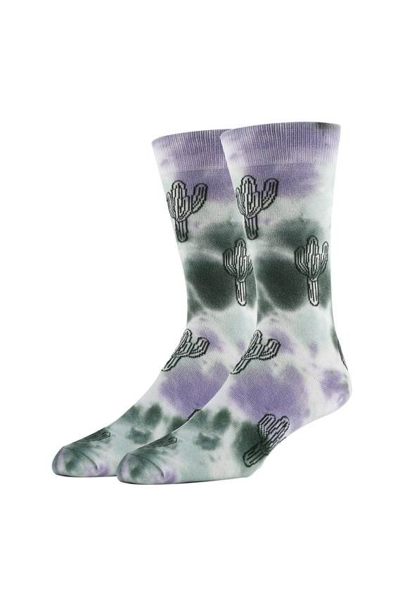 Men's Colorful Patterned Dress Socks, Premium Cotton Casual Fashion Crew Socks, Saguaro Trails