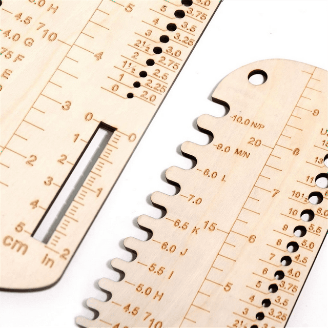 Sock Knitting Ruler Wooden Knitting Needle Size Gauge Measuring Tool