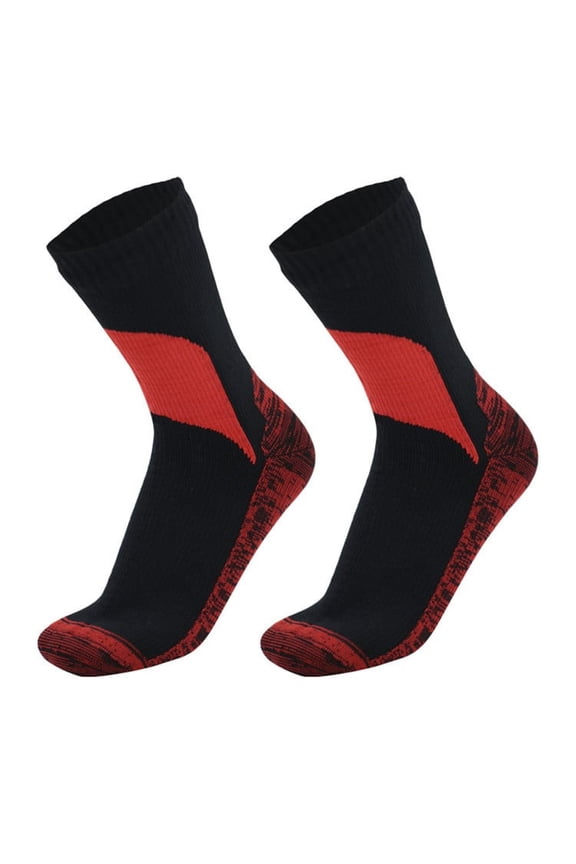Sock Mid-Calf Waterproof Hiking Socks, Breathable Quick-Dry Outdoor Socks for Camping and Skiing(Red)(XL) Rkxzt