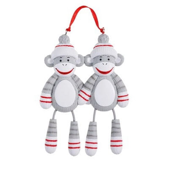 Sock Monkey Family Of 2 Personalized Christmas Ornament,Sock Monkey Couples Ornament, Siblings Ornament, Best Friends