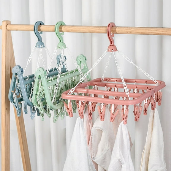 Sock Organizer with 32 Clips, Space Saving Hanger for Underwear & Socks, Non-slip & Mark-free Clips for Gentle Protection, Ideal for Closet Storage & Small Space Organization,Vsgery