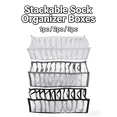 thumbnail image 1 of Sock Organizer Boxes Stackable, Drawer Style Mesh Storage for Closet, Multi-Grid Nylon Stockings Holder Case for Home Organization - Black, 2pc, 1 of 7