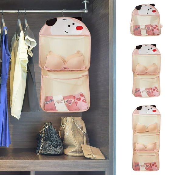 Sock Organizer Hanging Bag | Over Door Wardrobe Storage Solution - Breathable Cloth 40x111cm • Space-Saving Multi-Pocket Holder with Sturdy Hooks • Sort Socks, Underwear, Ties, Handkerchiefs