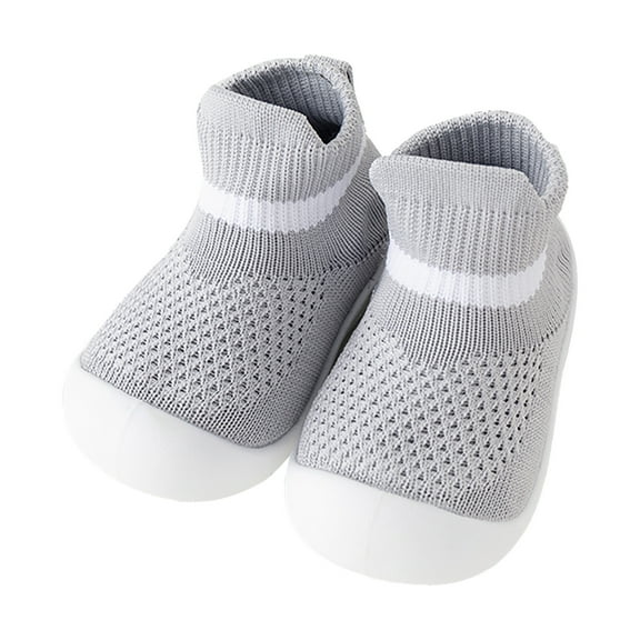 Sock Shoes Baby Boy Infant First Walking Shoe Mesh Soft Bottom Breathable Slip On Sport Shoes Toddler Walking Shoes Grey 12 Months-18 Months