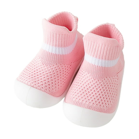 Sock Shoes Toddler Infant First Walking Shoe Mesh Soft Bottom Breathable Slip On Sport Shoes Baby First Walking Shoes Pink 0 Months-6 Months