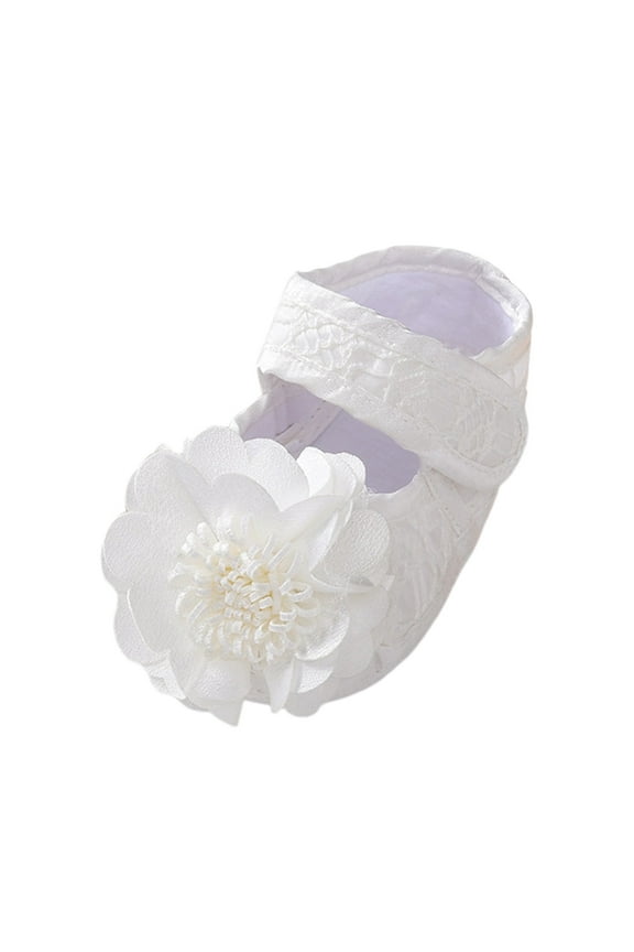 Sock Shoes Toddler Size 0-3 Months New Pattern Cute Floral Decoration Hook Loop Lightweight Flats Comfort Lightweight Elastic First Birthday White Boots