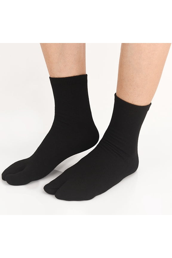 Sock Slippers for Home Unisex Japanese Tabi Split Toe Blend Mid Calf Comfort Non Indoor Outdoor All Season Product Classification Platform Competitive Title, Black