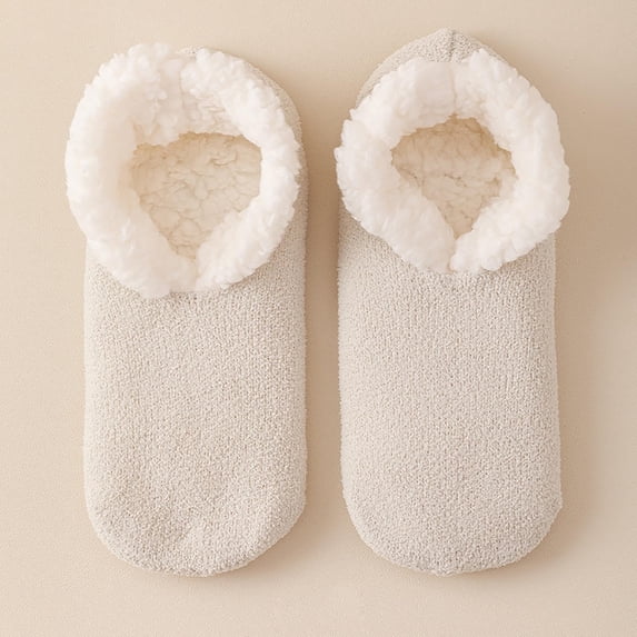 Sock Slippers for Home Leisure Lined Indoor Footwear with Non- Grip and Cozy Floor Socks for Warm Comfort, Light Gray