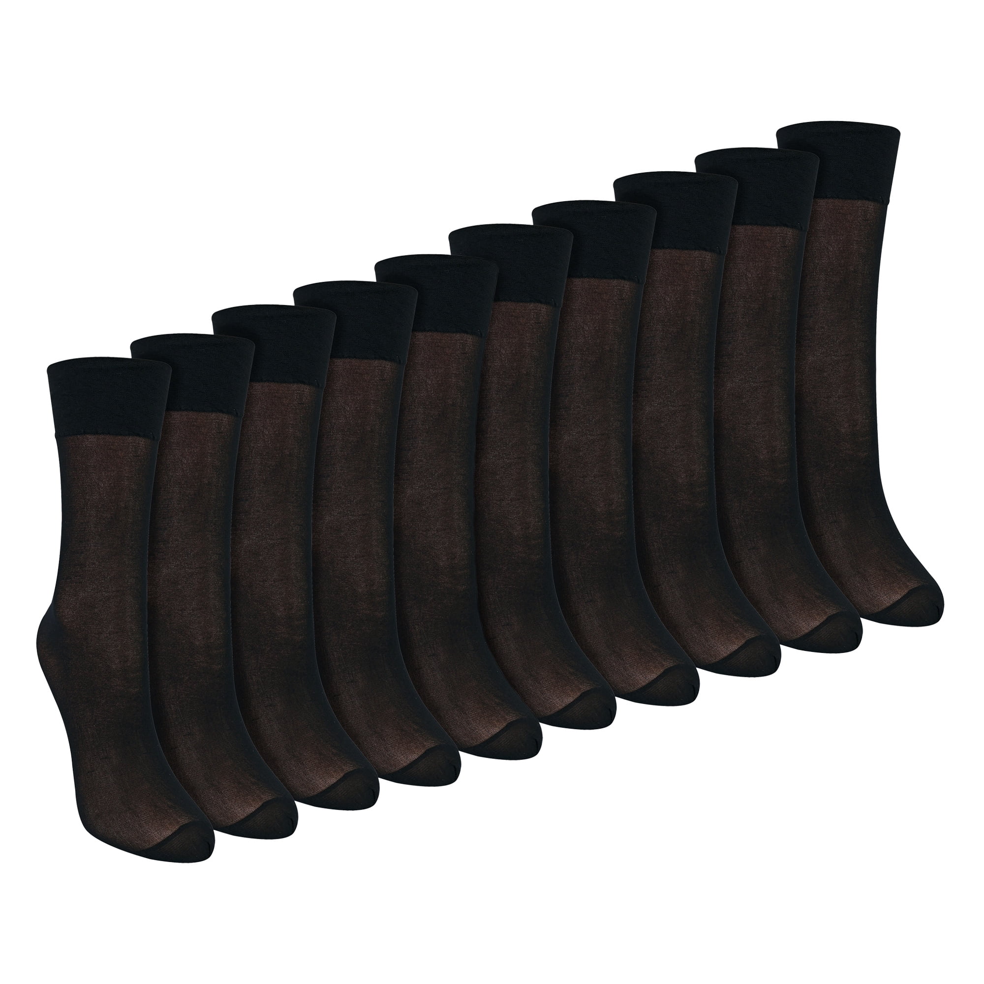 Sock Snob - 10 Pack Women's Ankle High Pop Socks 15 Denier Sheer Lightweight