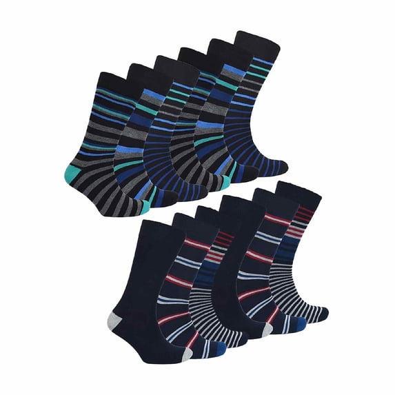 Sock Snob - 12 Pairs Mens Bamboo Socks | Novelty Multicolor Cushioned Funny Design Crew Socks