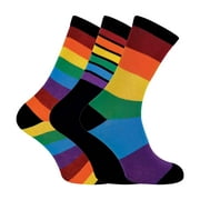 Sock Snob - 3 Pairs Mens Bright Patterned Striped Rainbow Socks