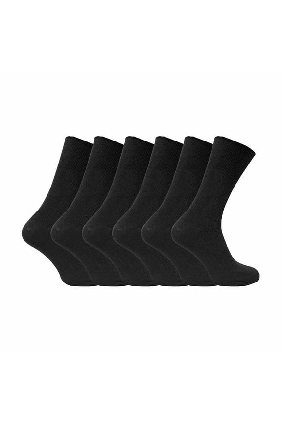 - 6 Pairs Mens Breathable Cotton Non Elastic Loose Wide Top Dress Socks