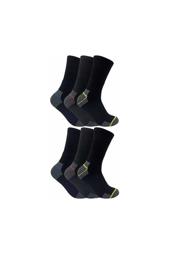 - 6 Pairs Mens Cotton Work Socks for Steel Toe Boots