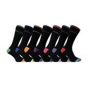Sock Snob - 7 Pack Mens Black / Coloured Heel & Toe Day of the Week Cotton Socks