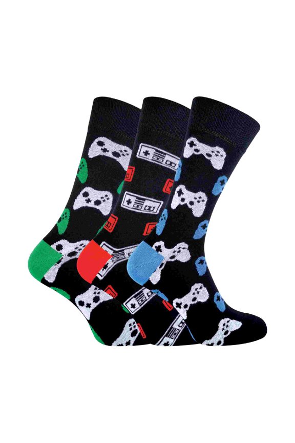 - Mens 3 Pack Retro Gaming Funky Novelty Video Game Socks