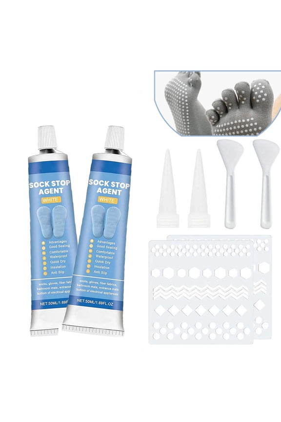 Sock Stop, 2 Pack Clear Waterproof Sock Glue, Non Slip Glue Clear DIY Anti Slip Socks, Rugs, Mats and Blankets, Hangers