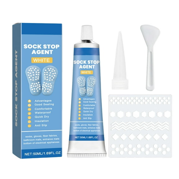 Sock Stop AntiSlip Epoxy Glue Set Quick Drying 1.7oz AntiSlip Soft Glue Water Proof Fabric Paint For No Socks Wool Socks Bathroom Mats Rugs Daily Special Pantyhose Back Heel