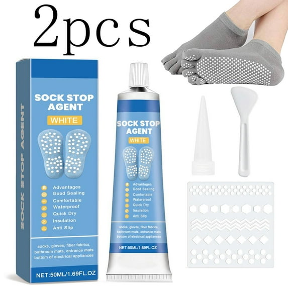 Sock Stop,Iron On Grips For Socks,Sock Stop Non Slip Glue Clear,Sock Glue,Sock Stop Anti Slip Adhesive,Anti-Slip Soft Glue Black and Transparent Waterproof(2pcs 50ml/1.69fl.oz)from QiwagFerng