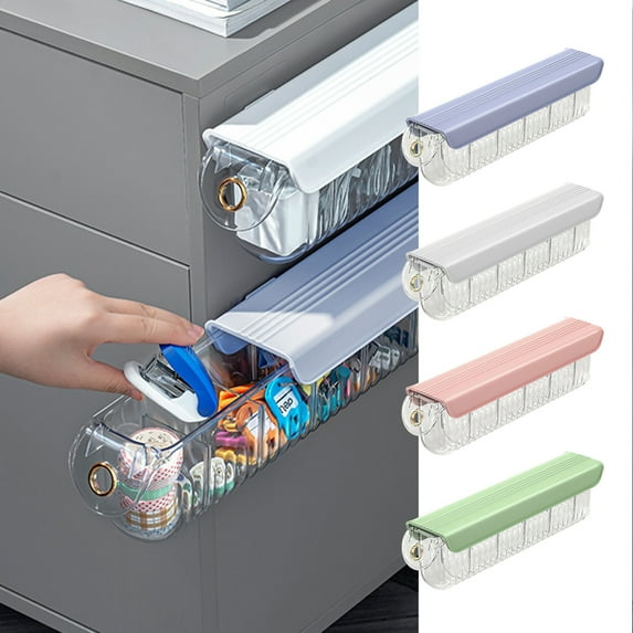 Sock Storage Box 1PC,14.76x3.23x4.13in,Underwear Organizer with Removable Grids & Lid Slim WallMounted Drawer for Wardrobe & Cabinet Tidying(Blue)