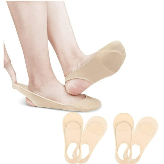 Sock-Style Ball of Foot Cushions Metatarsal Pads Women Anti Slip, Non-slip Invisible Female Socks,Ball of Foot Support Relief PainForefoot Pads Sleeve for High Heels Flats,2 Pair