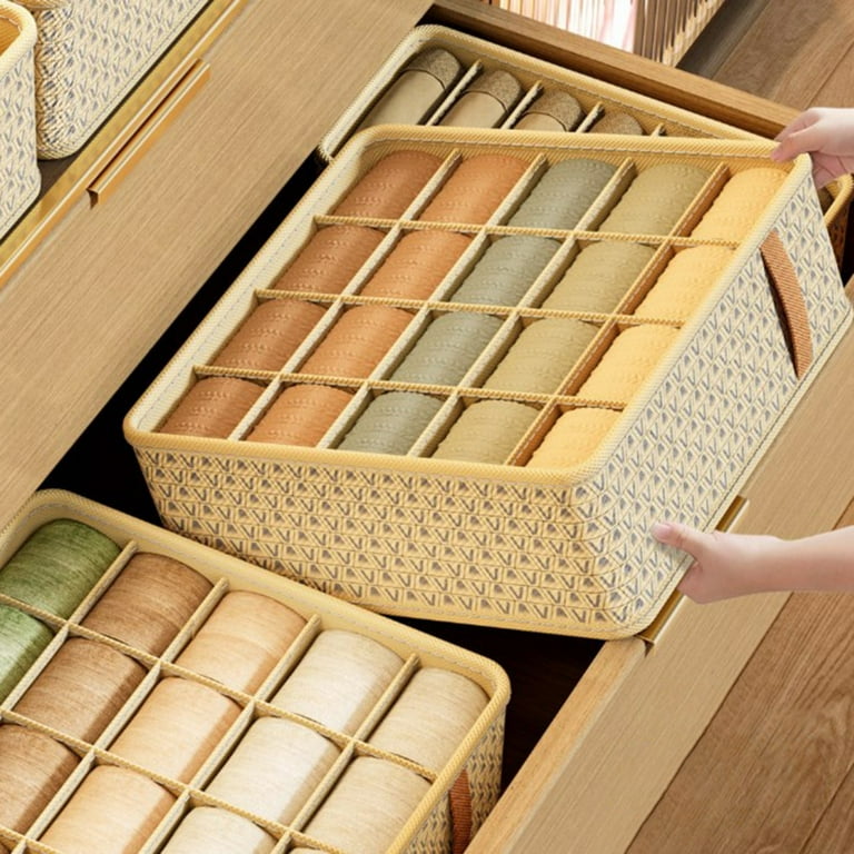 Sock Underwear Drawer Organizer 20 Cells Non-deforming Organizer Divider Storage Bins for Lingerie,Socks and Ties