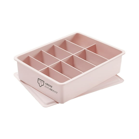 Sock Underwear Organizer, 10 Compartment Adjustable Dividers Bras Socks Underwear Drawer Organizers for Closet, Clear Plastic Storage Containers Box with Lids for Ties Bra Scarf Socks