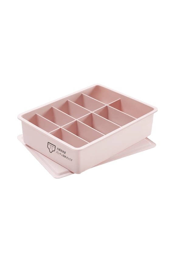 Sock Underwear Organizer, 10 Compartment Adjustable Dividers Bras Socks Underwear Drawer Organizers for Closet, Clear Plastic Storage Containers Box with Lids for Ties Bra Scarf Socks