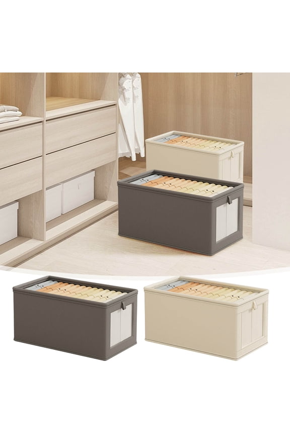 Sock Underwear Storage Case with Lid, Fabric Drawer Organizer Box, Foldable Closet Storage, for Bras, Panties, Ties, Scarves, Towels, 13 Compartment Organizer, by FAJHHA