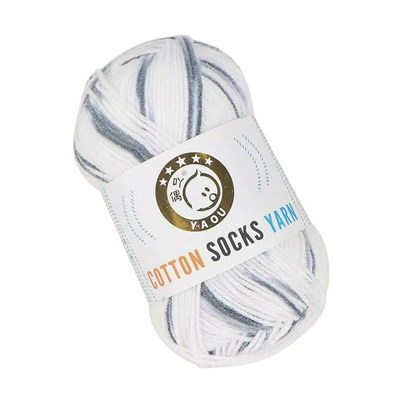 Sock Yarn Cozival 3-Ply Cotton Segment Dyed Sock Yarn - Thick Diy Baby Sweater Knitting Thread, Soft & Breathable for Handmade Garments, Scarves & Accessories, Cotton Knitting Thread, White