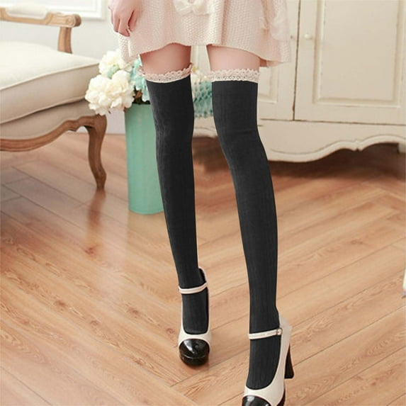 Sock for Women,Clearance Women Lady Warm Cotton Thigh High Long Stockings Knit Over Knee Lace Socks
