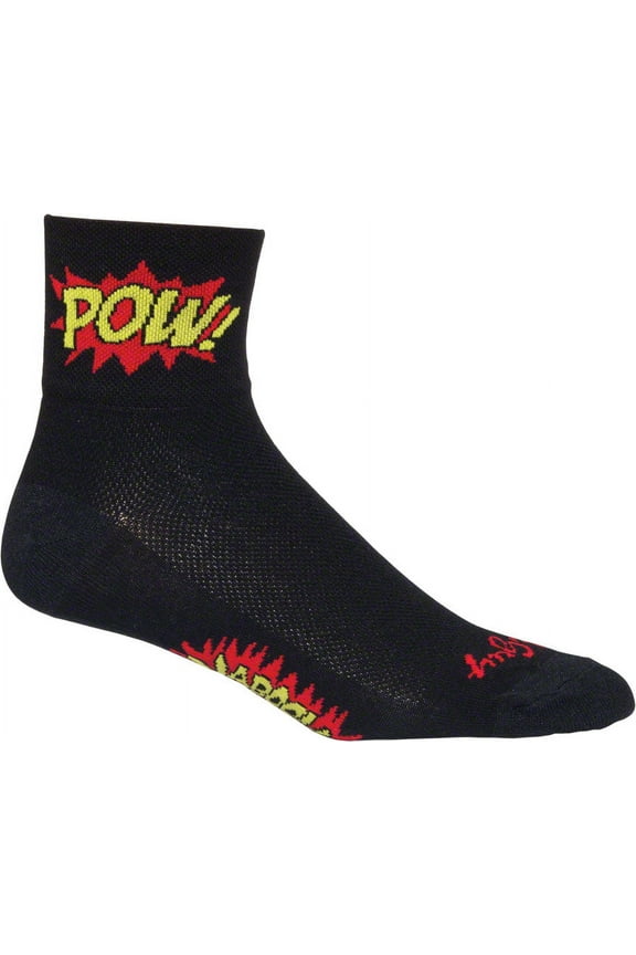 Boom Pow Sock Black LG/XL 3-4" Cuff Height Synthetic Warm Weather Sock