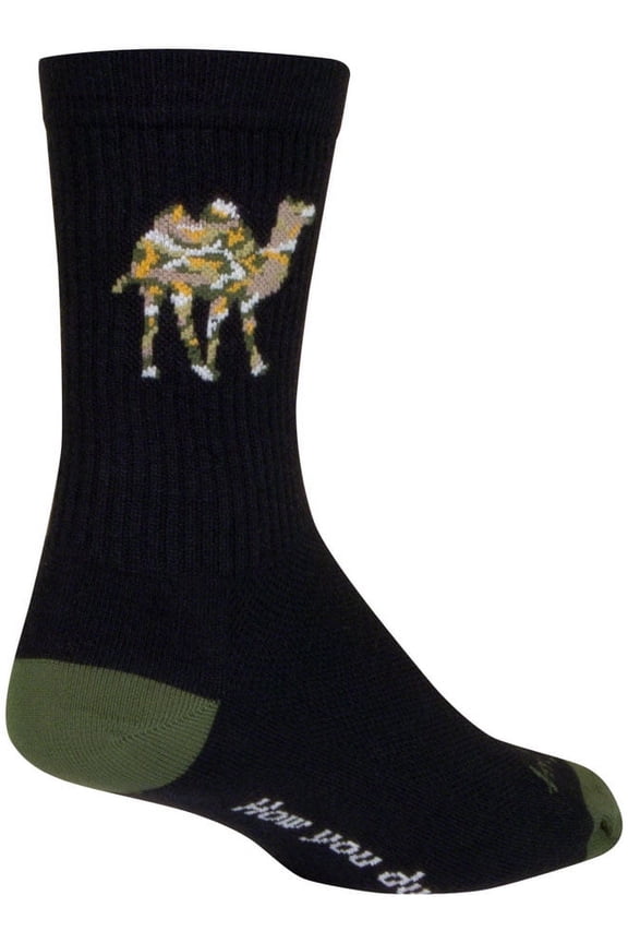 CamelFlage Crew Sock - 6", Small/Medium Stretch-To-Fit Sizing System